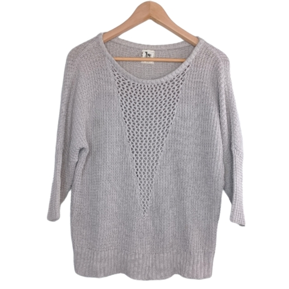 LA'T by L'Agence Open Knit-Paneled 100% Silket Cotton Jumper Sweater - Picture 2 of 16